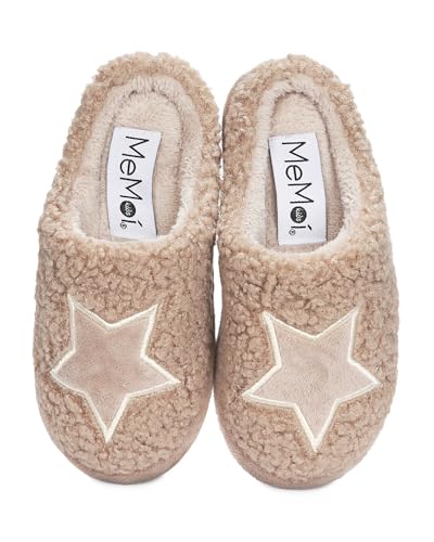 MeMoi Kids' Embroidered Shaggy Star Non-Skid Slippers2
