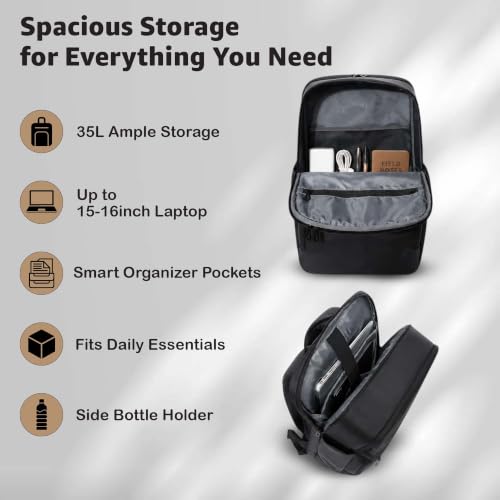 Image of LE KUEST Laptop Backpack | Unisex | Fits Laptop upto 16 Inch | Premium Water-Resistant Polyester | Built-in Trolley Strap | For office & Travel