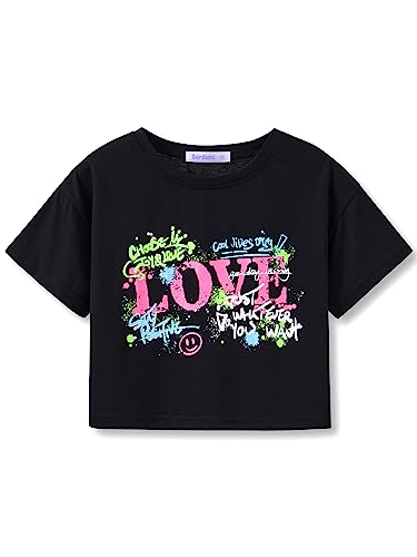 Image of Stylish Graffiti /Butterfly /Tropical Crop Top for Little & Big Girls - Cool Summer T-Shirt Clothes Size 6-18