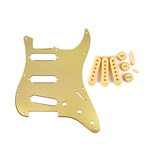 FLEOR Ensemble de pickguard pour guitare SSS Strat avec 1 pli et 1 coque de micro de 3 à 52 mm et embouts Konbs 2T1 V… - Les Beatles, Paul McCartney, John Lennon, RIngo Starr, George Harrison FLEOR Ensemble de pickguard pour guitare SSS Strat avec 1 pli et 1 coque de micro de 3 à 52 mm et embouts Konbs 2T1 V… – Image 3