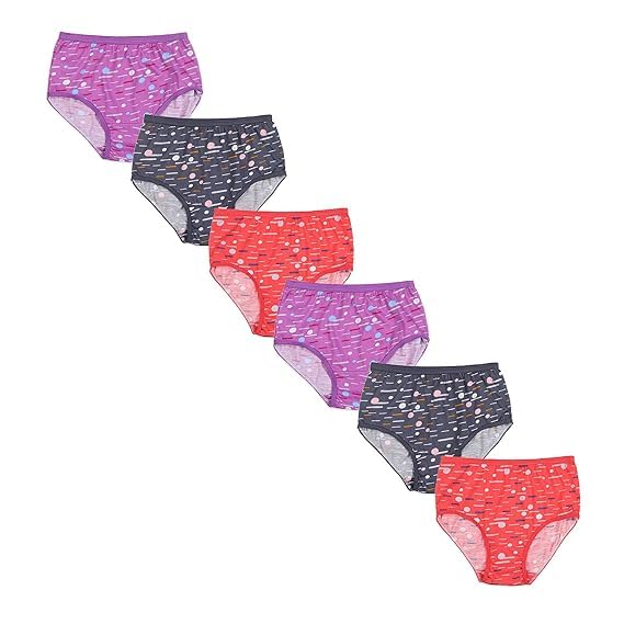 Image of Red Rose Kids Girls Cotton Printed Panty Pack of 6-Assorted