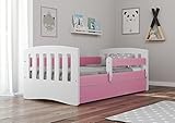 Bjird Kinderbett Jugendbett 80x160 80x180 mit Rausfallschutz Matratze Schublade und Lattenrost Kinderbetten für Mädchen und Junge   Classic I (80 x 160 cm mit Matratze, Rosa)