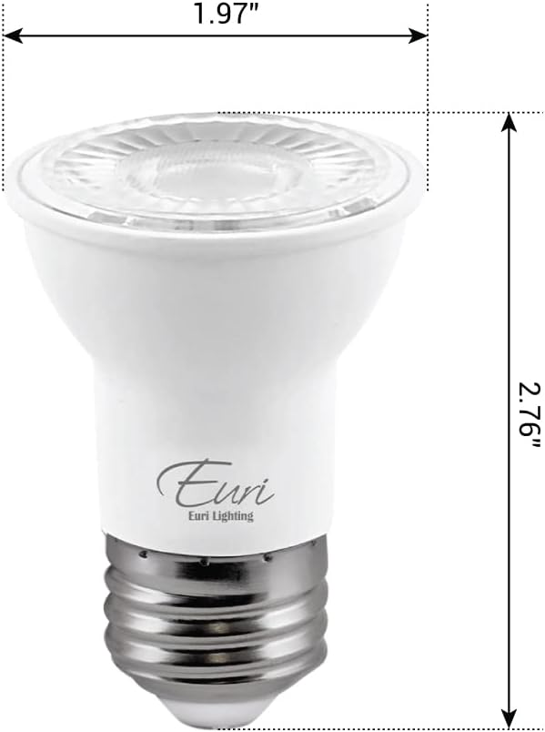 Euri Lighting EP16-7W4020ew Dimmable LED PAR16 E26 Base, 7W (50W Equiv.) 500lm, 80CRI, Warm White (2700K) 40° Beam Angle, Damp Rated UL, Energy Star 3YR 25K HR WTY, One Count