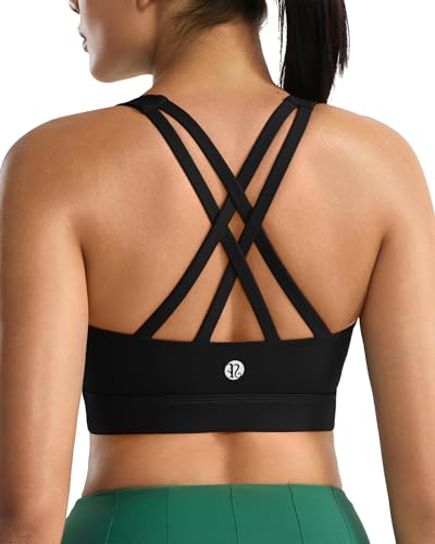 Image of RUNNING GIRL Sports Bra for Women,Molded Cup Strappy Running High Impact Sports Bra with Sewn in Pads