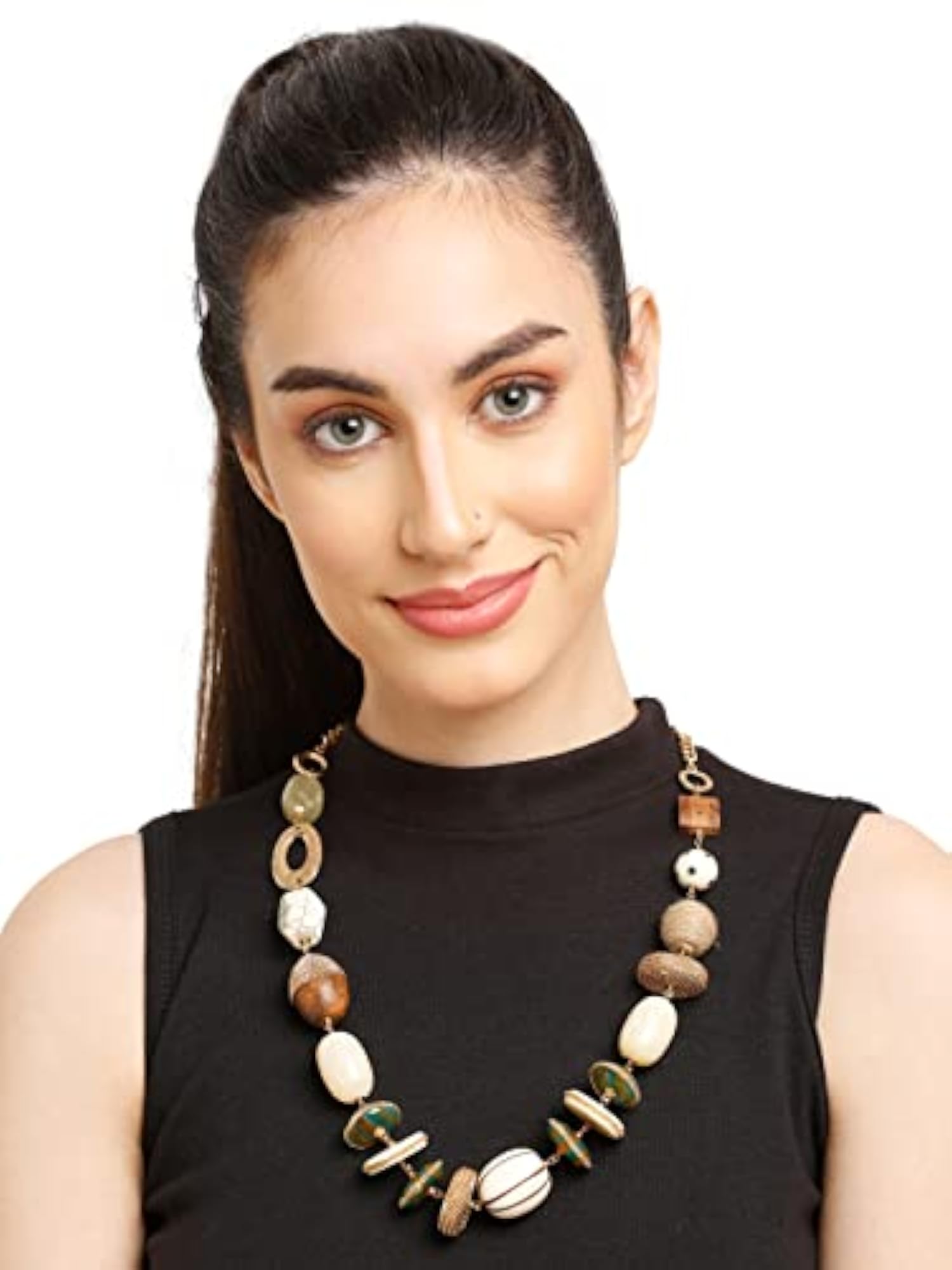 Resin Metal Short Wood Necklace