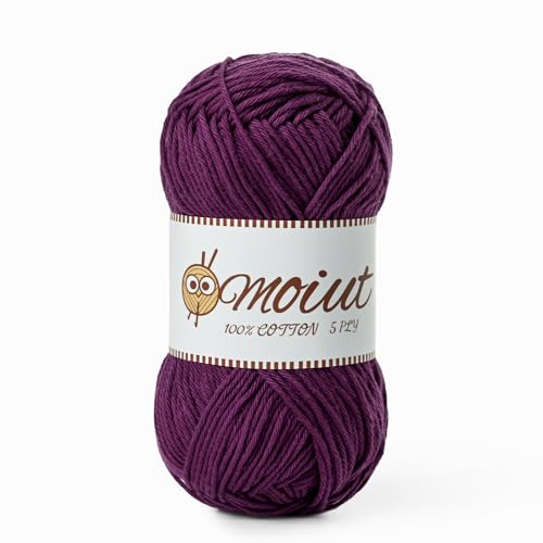 Image of Cotton Yarn for Crocheting, Baby Yarn for Crocheting Soft, 131yds / 1.76oz Fluffy Amigurumi Crochet Yarn, 5 Ply 100% Milk Cotton Yarn for Puzzle、Socks、Clothes(Violet)