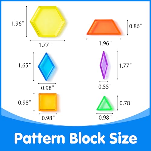Image of 140 Pcs Translucent Pattern Blocks,Geometric Shapes,Light Table Accessories