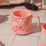 Love Heart Ceramic Mug 540ml Cute Pink Valentine’s Coffee & Tea Cup Matte Finish Gift Mug for Hot Chocolate, Cocoa, or Gifting Assorted Designs (Multicolour Heart)