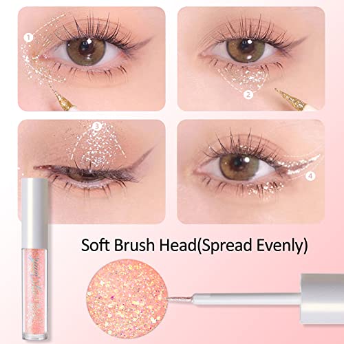 Erinde Liquid Glitter Eyeshadow Eyeliner, Korean Makeup, Tear Drop, Shimmer Metallic, Lightweight Waterproof Texture, Long Wearing, Loose Glitter Glue For Crystals Eye Glitter Makeup, Pink Dreamland #TOP4