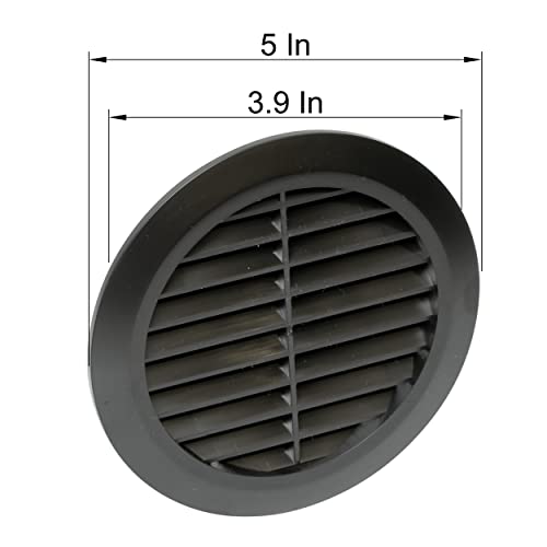 Vent Systems 4'' Inch - Black - Soffit Vent Cover - Round Air Vent Louver - Grill Cover - Built-In Insect Screen - Hvac Vents For Bathroom, Home Office, Kitchen #TOP4