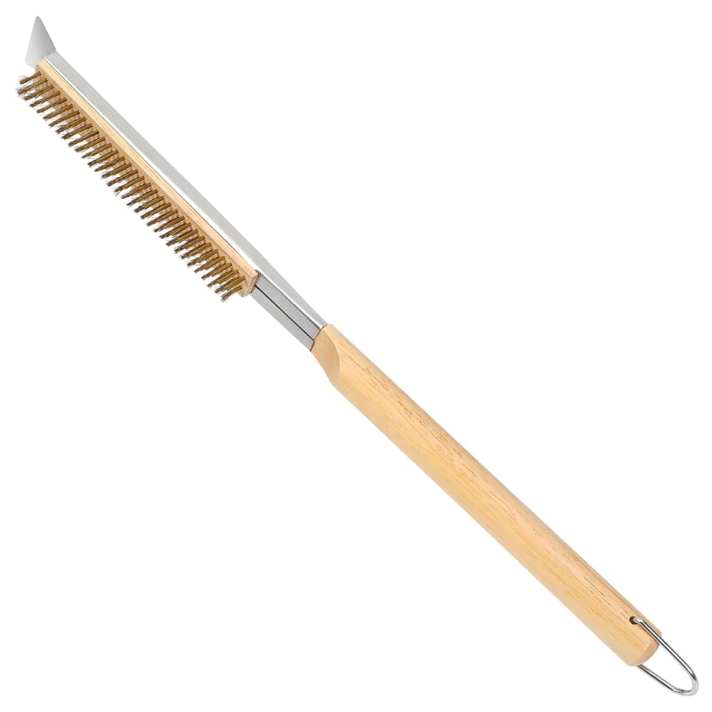 CTRLZS 21Inch Pizza Oven Brush with Scrapers, Copper Wire Pizza Stone Cleaning Brush for BBQ Grill Cleaning