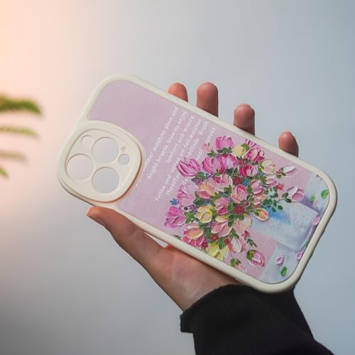 Image of PEEPERLY Back Cover Case for iPhone 15 Pro Scratch Resistant Anti-Slip TPU Shockproof Protective Durable Flower Painting Case for Girls & Women(Baby Pink)