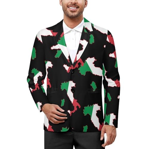 Italia Italy Italian Map Flag Mens Blazer Suit Jacket Lightweight Slim Fit Casual Coat