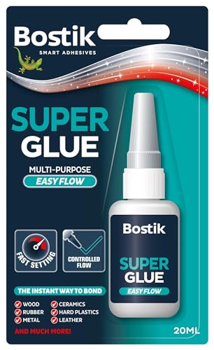 Bostik Super Glue Easy Flow Liquid 20ml – Ultra Strong, Fast-Setting Cyanoacrylate Adhesive for Wood, Metal, Plastic & More – Clear