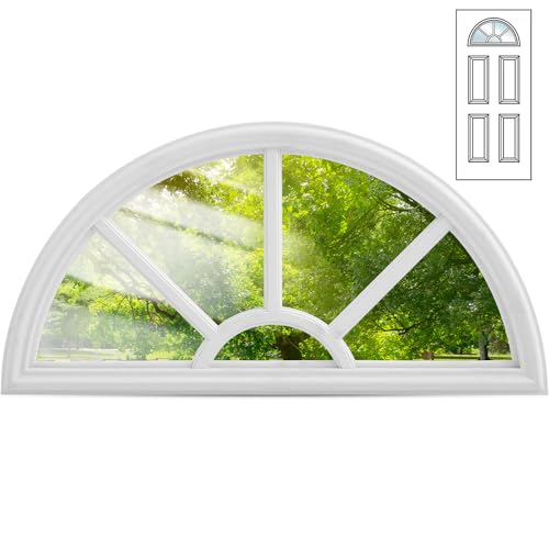 Pushglossy 22' x 10' Entry Door Glass Insert Half Round Top Exterior Door Window Inserts Replacement...