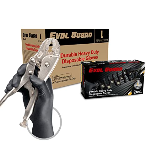 Safe Health Guantes Desechables Industriales de Nitrilo Negro Talla L | Grosor de 4,5 Mil para Tarea Pesada | 1000 unidades | Sin polvo Sin látex | Tatuaje Reparación de automóviles Cover