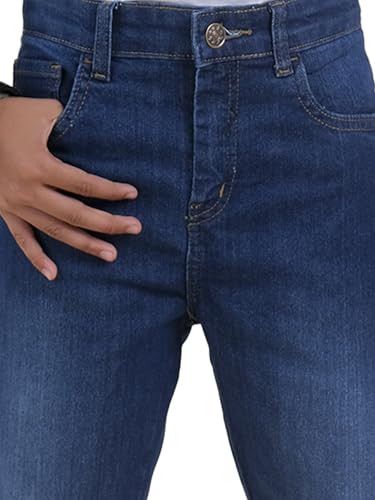 Image of KiddoPanti Boys Full Length Stretchable Straight Fit Washed Denim Jeans