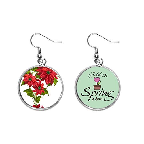 Flor de Pascua roja en pendientes de Navidad para cenas familiares