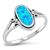 CHOOSE YOUR COLOR Sterling Silver Long Oval Ring