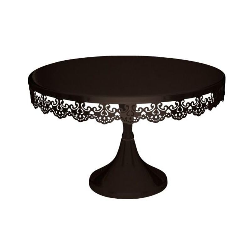 Présentoir gâteau noir broderie Ø 30 cm - hauteur 19 cm
