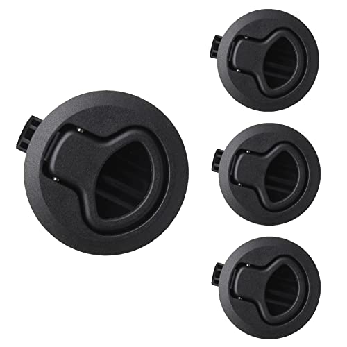 Kyuionty 2 Flush Pull Slam Latch Plastic Round Boat Latches Hatch Latch Lock for Boat Deck Door Cabinet (4 Pack Black)