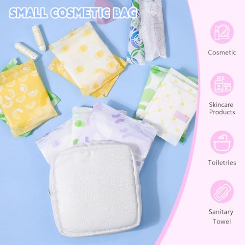 Image of Period Bag for Teen Girls, Canvas Sanitary Napkin Storage Bag with Zipper, Portable Menstrual Pad Bag Tampon Holder for Purse