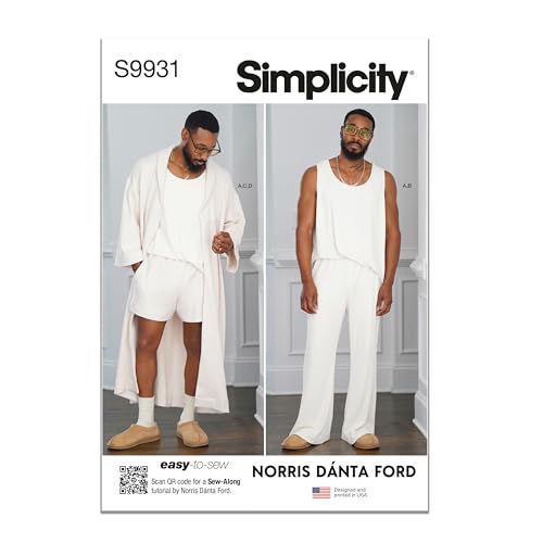 Simplicity Sewing Pattern SS9931A Men's Robe, Knit Tank Top, Trousers and Shorts by Norris Danta Ford A (S-M-L-XL-XXL)