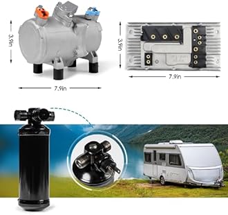 NEKPOKKA Universal Car Electric Air Conditioner Compressor 12V for Heavy Duty Truck Bus Van RV Motorhome Parking Lot Air Conditioner ... (12V)