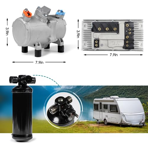 NEKPOKKA Universal Car Electric Air Conditioner Compressor 12V for Heavy Duty Truck Bus Van RV Motorhome Parking Lot Air Conditioner ... (12V)