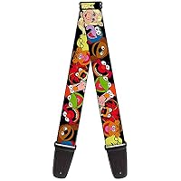 Buckle-Down GS-WDY117 Sangle De Guitare Motif Cheshire Cat - Rayures Violet/Noir/Blanc
