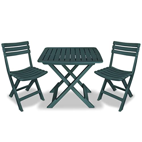 vidaXL Ensemble bistrot 3 pièces en Plastique Vert avec Table Pliante et chaises