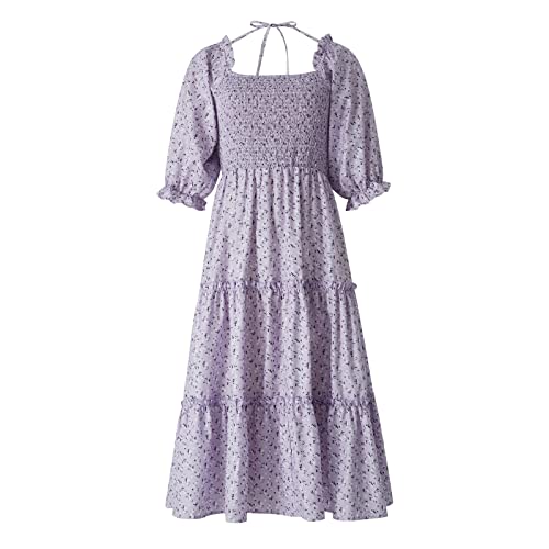 Mommy and Me Dresses Floral Printed Summer Boho Maxi Dress Matching Family Outfits for Mother and Daughter4