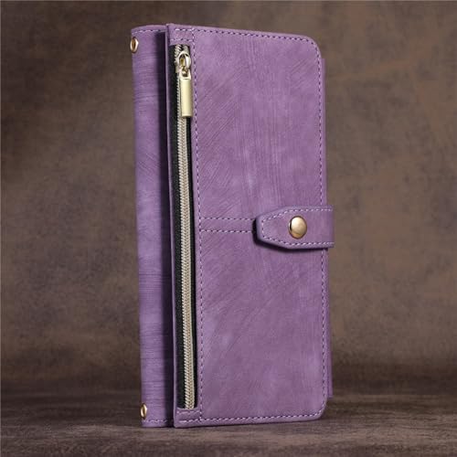 Étui portefeuille en cuir pour Samsung Note 20 Ultra violet antichoc suspendu