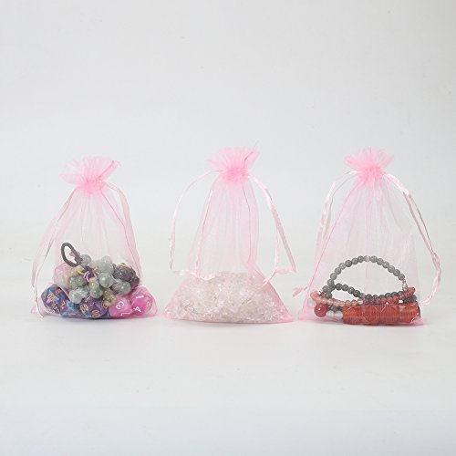 Image of HRX Package 100pcs Pink Organza Bags,4 x 6 inches Wedding Christmas Favors Gift Drawstring Bags Jewelry Pouches