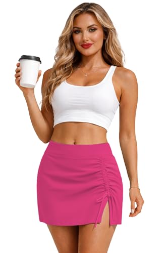 Image of AOBUTE Women UPF 50+ High Waisted Swim Skirt Side Slit Drawstring Beach Cover Up (No Lining)