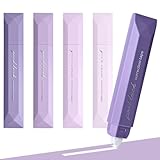 Temiary 5 Pcs White Correction Tapes, Aesthetic Correction Tape Pens Smooth Pull Out, Easy to Use Pen Shaped Applicator for Students School Office Supplies (Purple)
