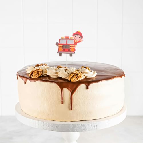 Vaguelly 2 Conjuntos De Decoração De Bolo De Fogo Toppers De Bolo De Aniversário De Bombeiro Topper