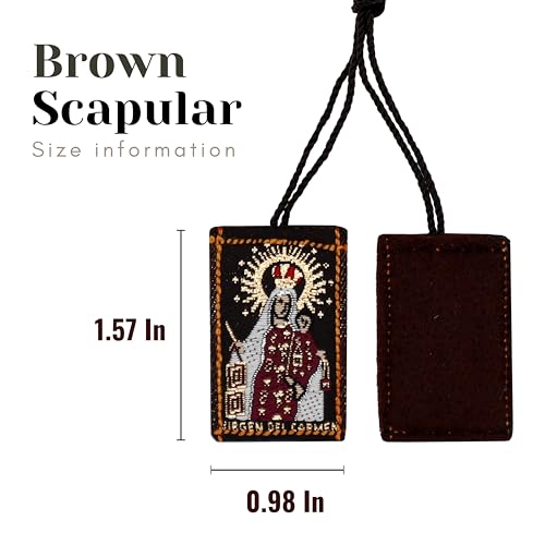 Escapulario de la Virgen del Carmen Pack of 3 Escapulario Catolico Brown Scapular of Our Lady of Mount Carmel Scapular Necklace Carmel Scapular Catholic Scapular Medal Brown Scapulars2
