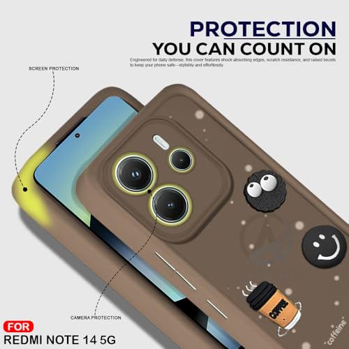Image of AESTMO Back Case Cover for Redmi Note 14 5G Cover | Cute Fun Cartoon 3D Ball | Coffee Silicone Case | Full Body Protection | Camera Protection Back Cover for Redmi Note 14 5G (Brown)