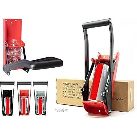 Heavy Duty 12oz and 16oz Can Crusher also for Plastic Bottles Plus Bottle Opener – Crushes Soda, Beer, Pop Cans – Recycling Aluminum Cans is Great for the Environment - Andrew James Cover