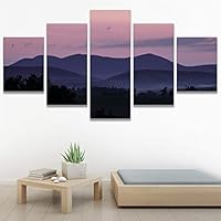 SIGNWIN 5 Panel Canvas Wall Art Modern Art Expressive Landscape Modern Mountain Top Multicolor Photography for Home Decorations Ready to Hang - 60