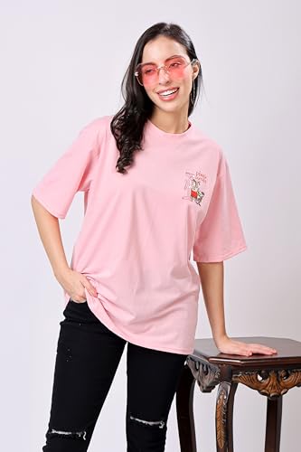 Image of TQH Women's Casual Printed Round Neck, Oversized Longline Drop Shoulder Boho Style T-Shirt
