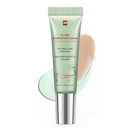 CC Cream Red Correct, Corrector de Rojeces con Centella Asiática y SPF 25, Base de Maquillaje Coreana para Piel Sensible y Rosácea, Crema Hidratante para una Tez Uniforme y Natural