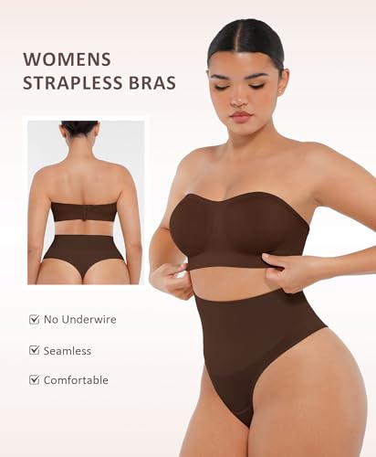 Image of FeelinGirl Strapless Bra for Women Seamless Wireless Bralette - Strapless Support, Adjustable & Padded, Full Coverage