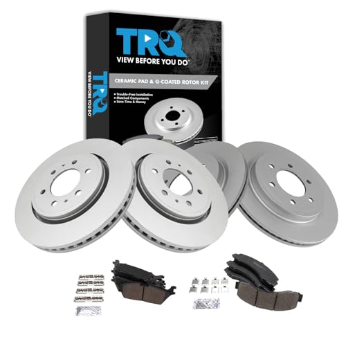 TRQ Front and Rear Brake Pad & Rotor Kit Brake Pads Brake Rotor Ceramic Premium G-Coated Compatible with 2018-2020 Ford Expedition F-150 Lincoln Navigator
