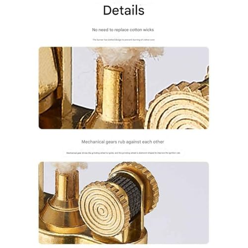 Image of Smoke King Vintage Transparent Lighter | Gold Round Lighter | Retro Brass | Open Fire | | Unique | Gift for Men (Fuel Not Included)