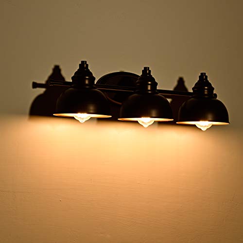 Image of 3 Light Bathroom Vanity Light, 7 Inch Oil Rubbed Bronze Wall Sconce Indoor, Modern Metal Wall Lights for Bathroom Bath Bedroom