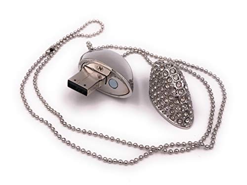 Clé USB 64 Go perdue ? Solution collier coeur argent strass Onwomania