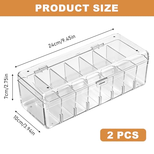 AXVRAV 2 Stück Karteikartenbox, Transparente Karteikasten mit Deckel & Abnehmbaren Trennbrettern, 24,8×10×7,5 cm Aufbewahrungsbox für bis zu 700 Karten ideal für Lernkarten Visitenkarten & Notizen