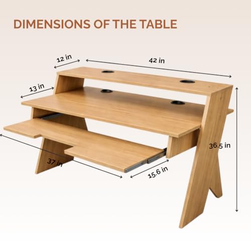 Image of Timber Acoustics StudioPad Mini Music Production Desk for Studio | Professional Music Producer Table for PC, MIDI Keyboard & Audio Setup (3.5' x 2.5') (Natural)